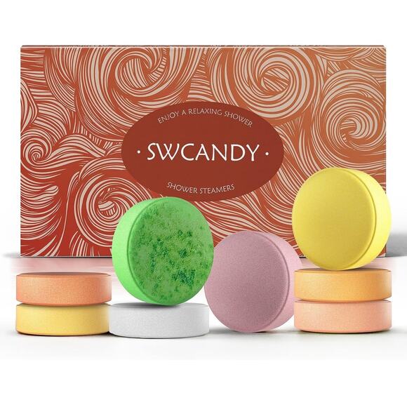 SHOWER STEAMERS FRUIT AROMATHERAPY 8 PIECE GIFT BOX BATH BOMBS W ESSENTIAL OILS - Picture 1 of 5
